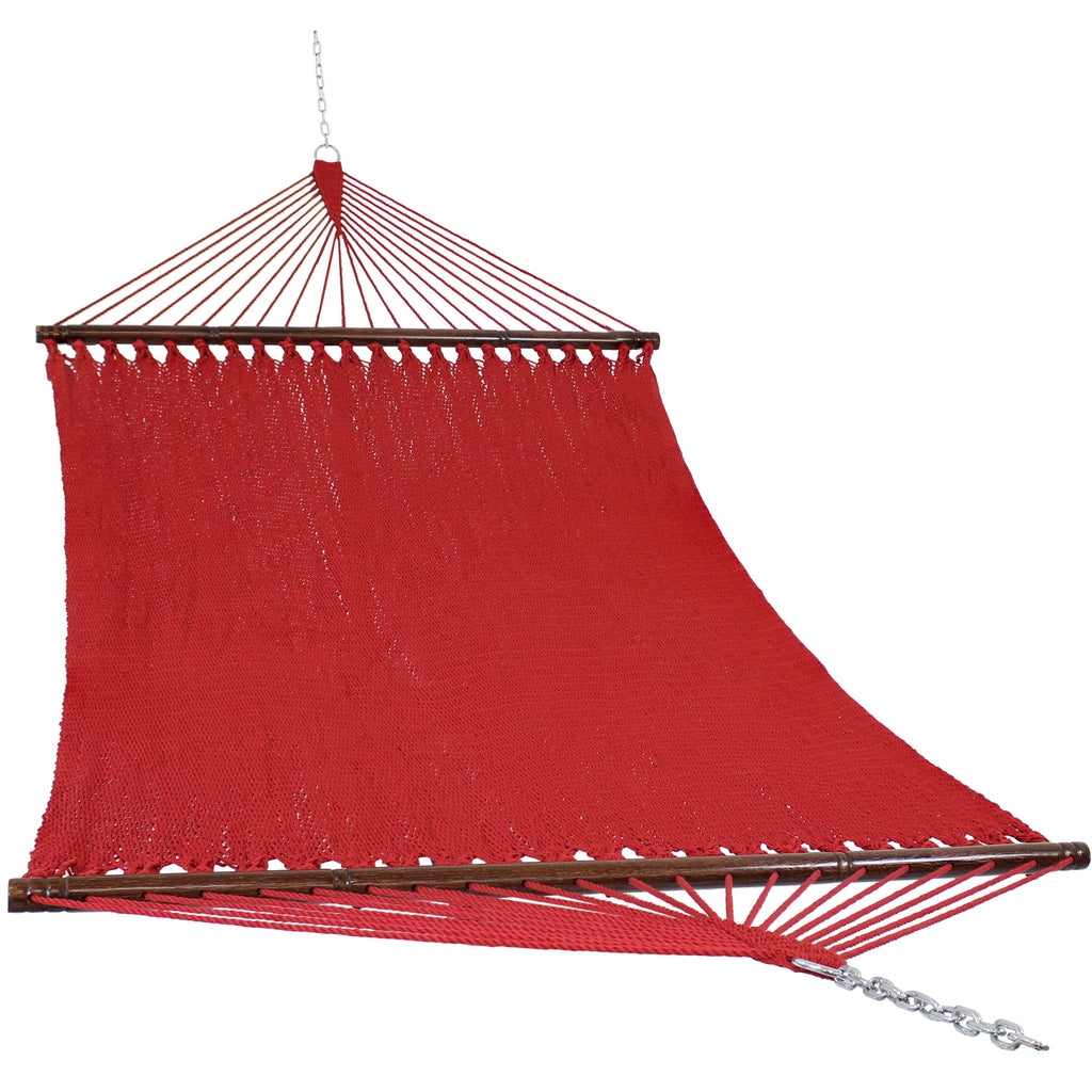 Large Polyester Rope Hammock with Spreader Bars | Holds 2 People | 600lb Capacity