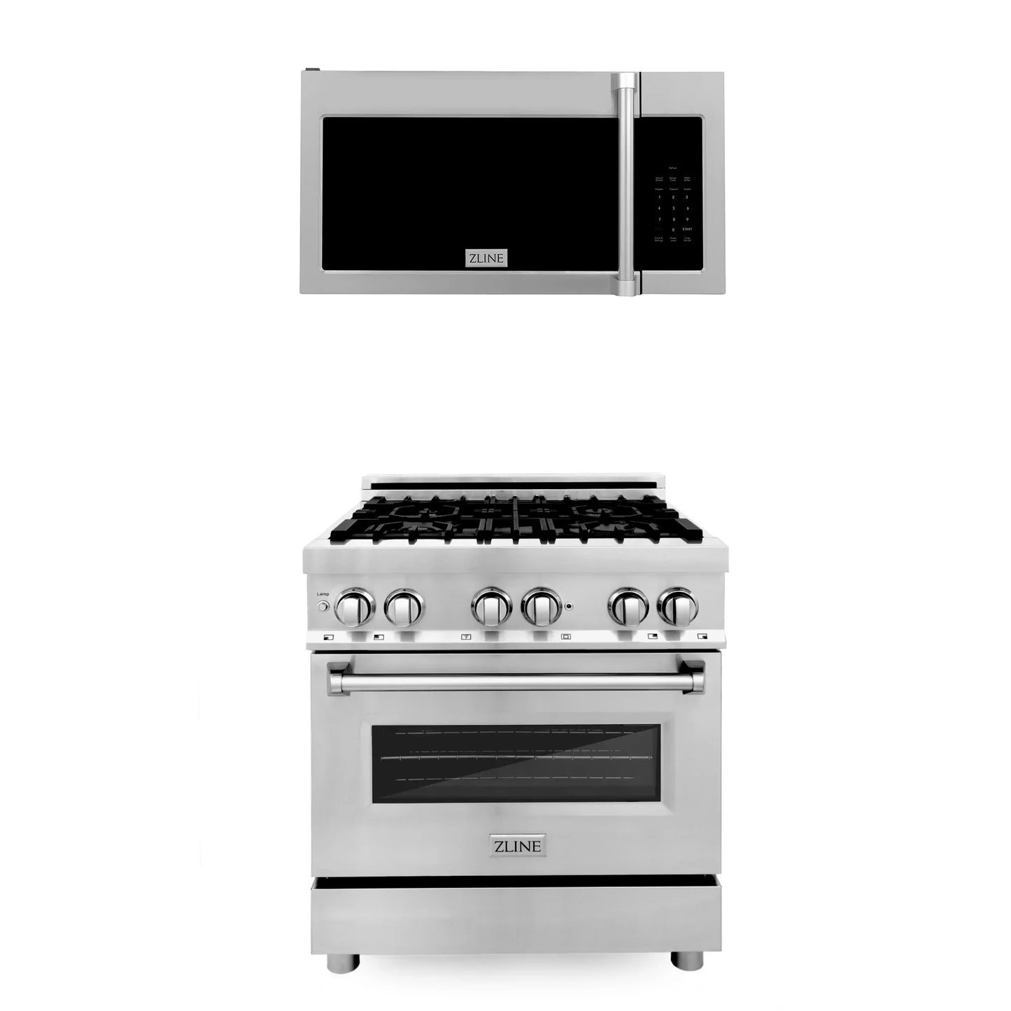 ZLINE 2 Piece Kitchen Package | Dual Fuel Range with Over the Range Microwave