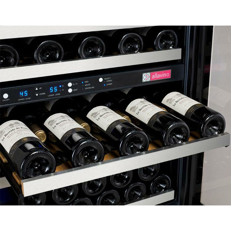 Allavino 47” Wide | Side-by-Side Wine & Beverage Center Combo | Holds 56 Bottles/124 Cans | Tru-Vino Technology and FlexCount II Shelving