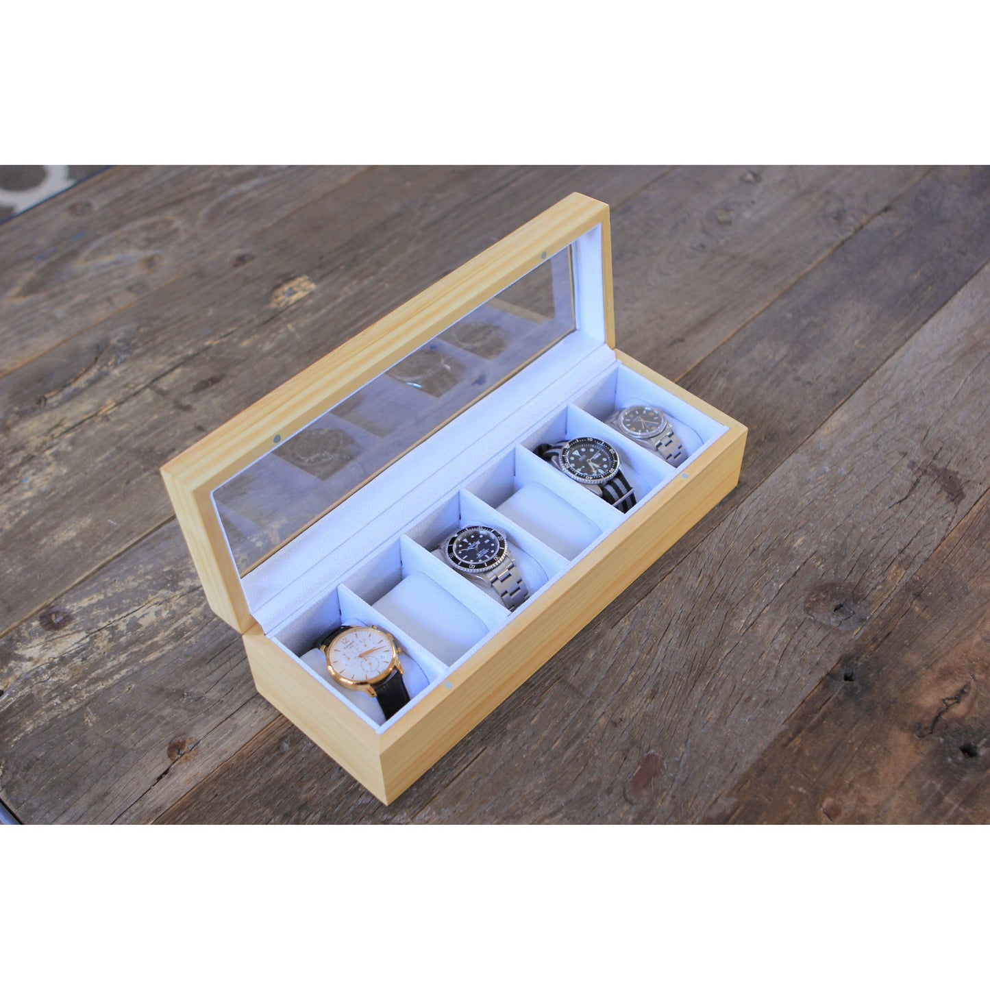 Pine Wood Watch Box - 6 Slot