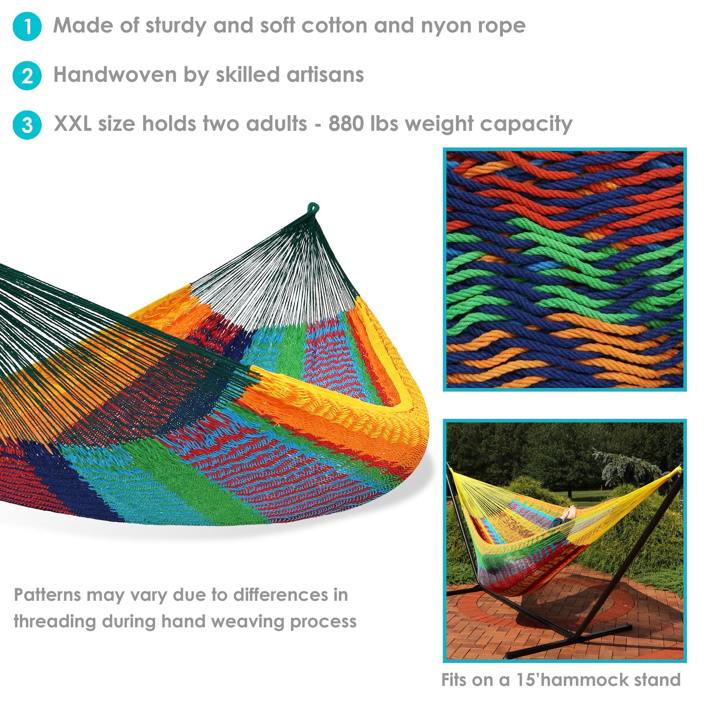 Handwoven XXL Mayan Hammock | Family Size | Thick Cotton Cord