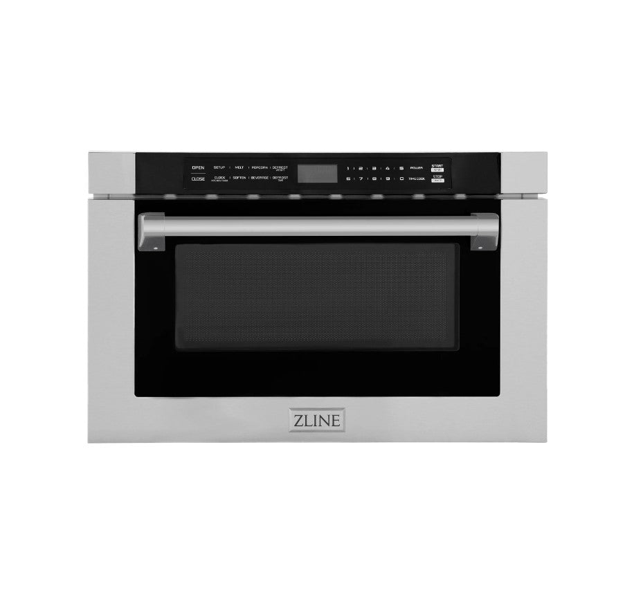 ZLINE 24" Built-in Microwave Drawer with a Traditional Handle in Stainless Steel