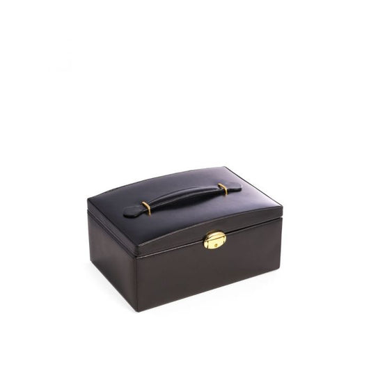 Bey-Berk 2 Level Jewelry Box w/ Drawers, Black Leather-  BB564BLK