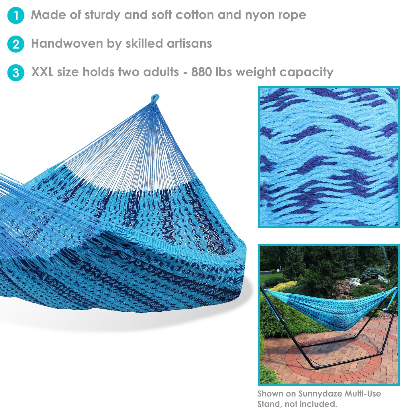 Handwoven XXL Mayan Hammock | Family Size | Thick Cotton Cord