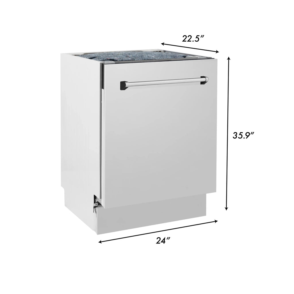 ZLINE 4 Piece Kitchen Package | Dual Fuel Range | Refrigerator | Vent Range Hood | Dishwasher