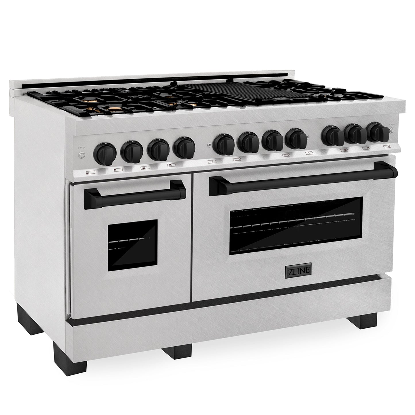 ZLINE Autograph Edition 48" Dual Fuel Range with Gas Stove and Electric Oven in DuraSnow® Stainless Steel with Accents (RASZ-SN-48)