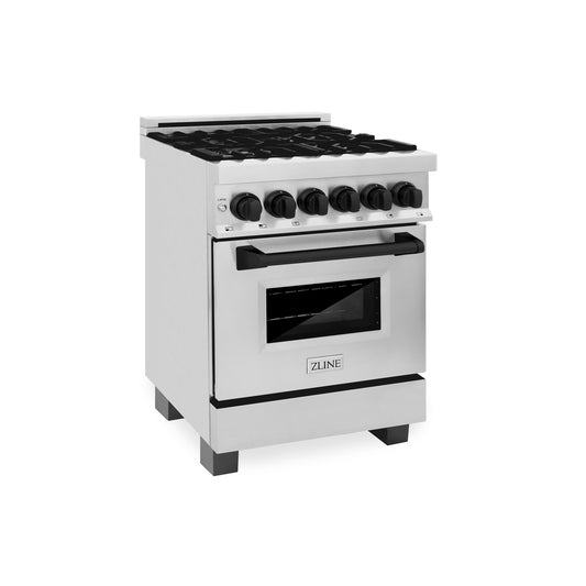 ZLINE Autograph Edition 24" Dual Fuel Range with Gas Stove and Electric Oven in Stainless Steel with Accents (RAZ-24)