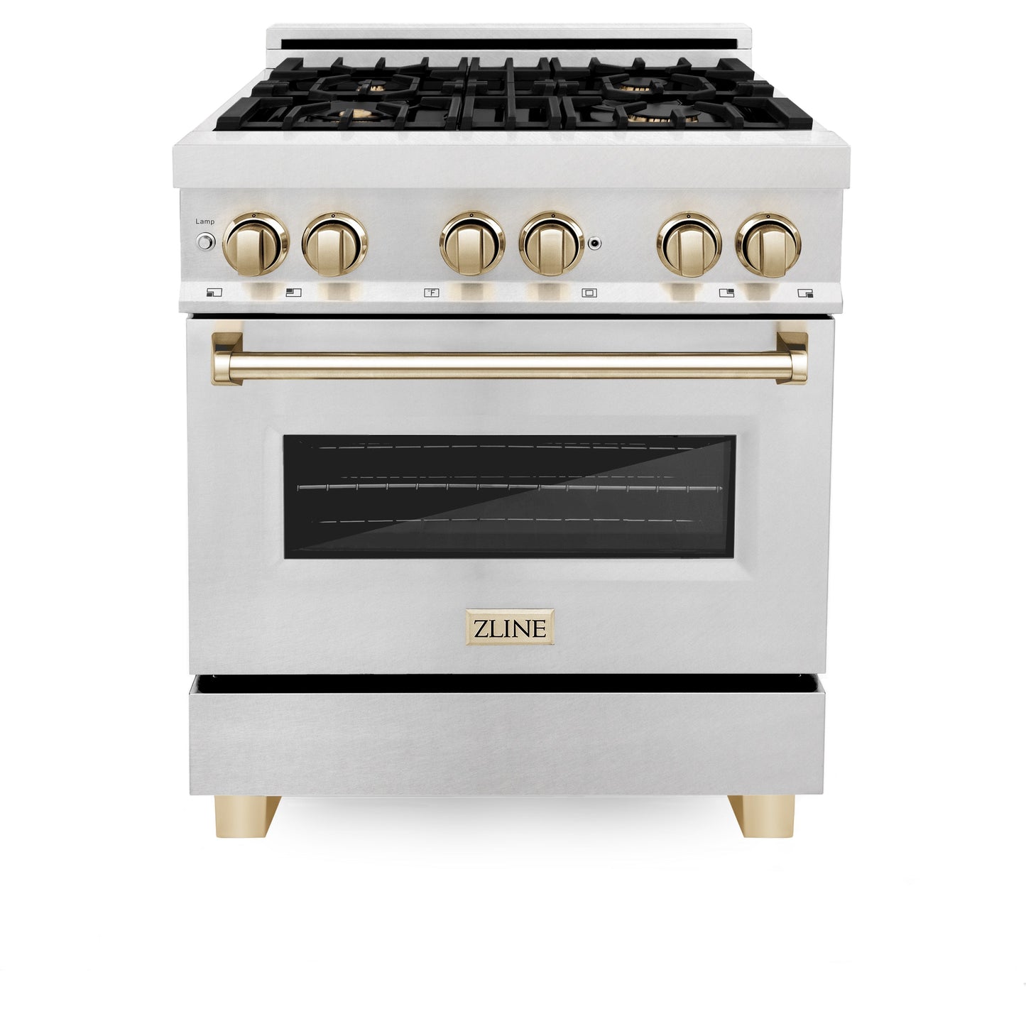 ZLINE Autograph Edition 30" Dual Fuel Range with Gas Stove and Electric Oven in DuraSnow® Stainless Steel with Accents (RASZ-SN-30)