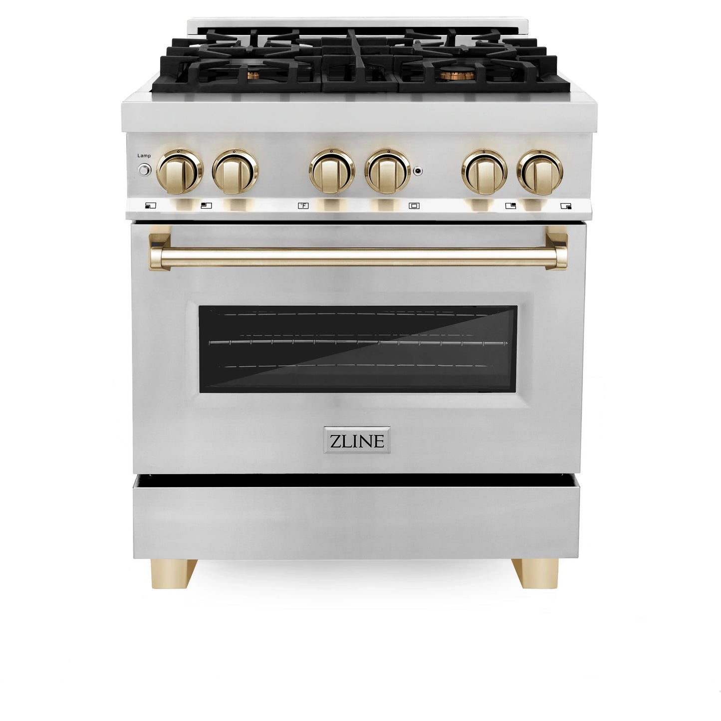 ZLINE 30" Autograph Edition Kitchen Package with Stainless Steel Dual Fuel Range and Range Hood with Accents