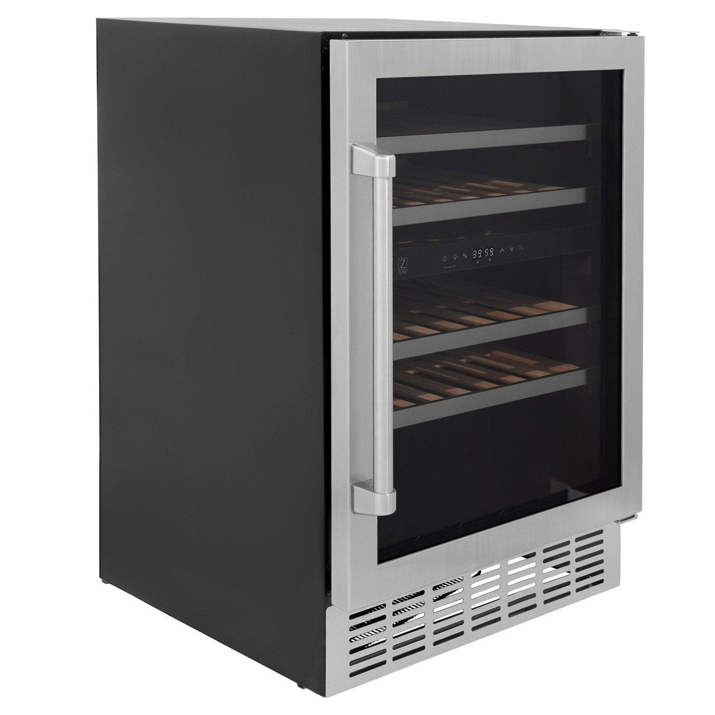 ZLINE 24" Monument Autograph Edition Dual Zone 44-Bottle Wine Cooler in Stainless Steel with Accents