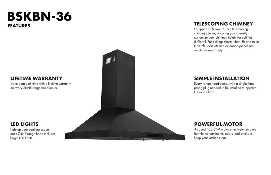 ZLINE 3 Piece Kitchen Package | Dual Fuel Range | Range Hood | Microwave Oven in Black Stainless Steel