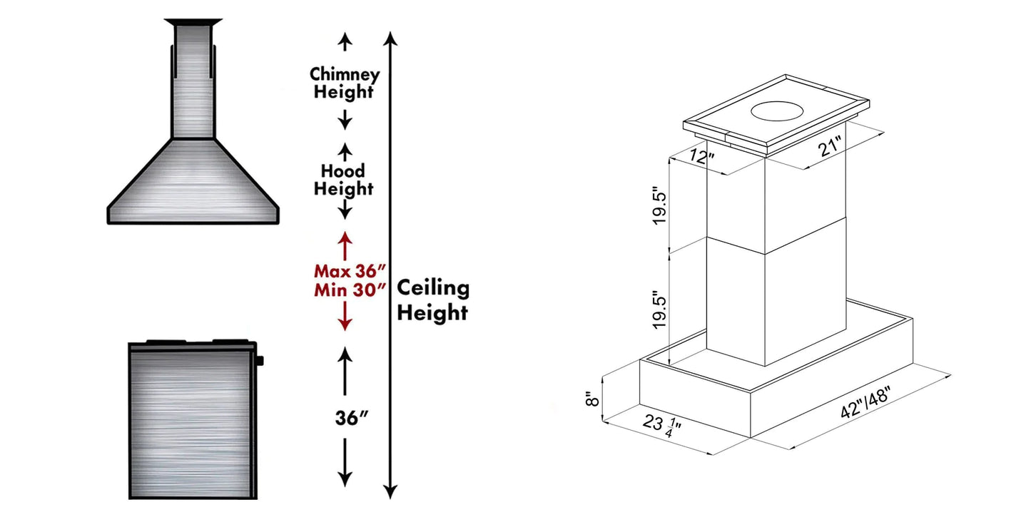 ZLINE 681iW-RD Remote Blower Designer Series Wooden Island Mount Range Hood