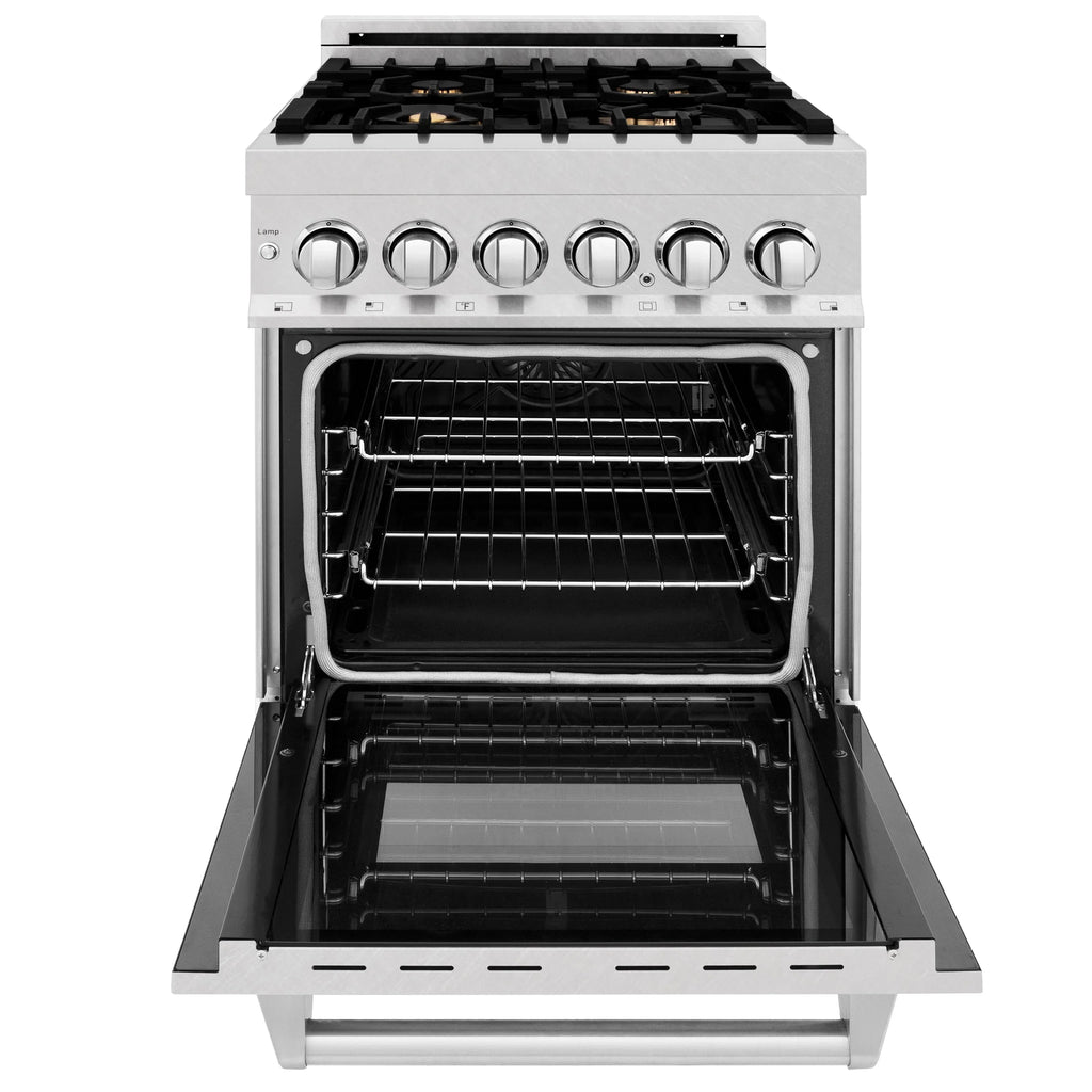 ZLINE Omega Electric Oven and Gas Cooktop Dual Fuel Range with Griddle and Brass Burners in Fingerprint Resistant Stainless (RAS-SN-BR-GR)