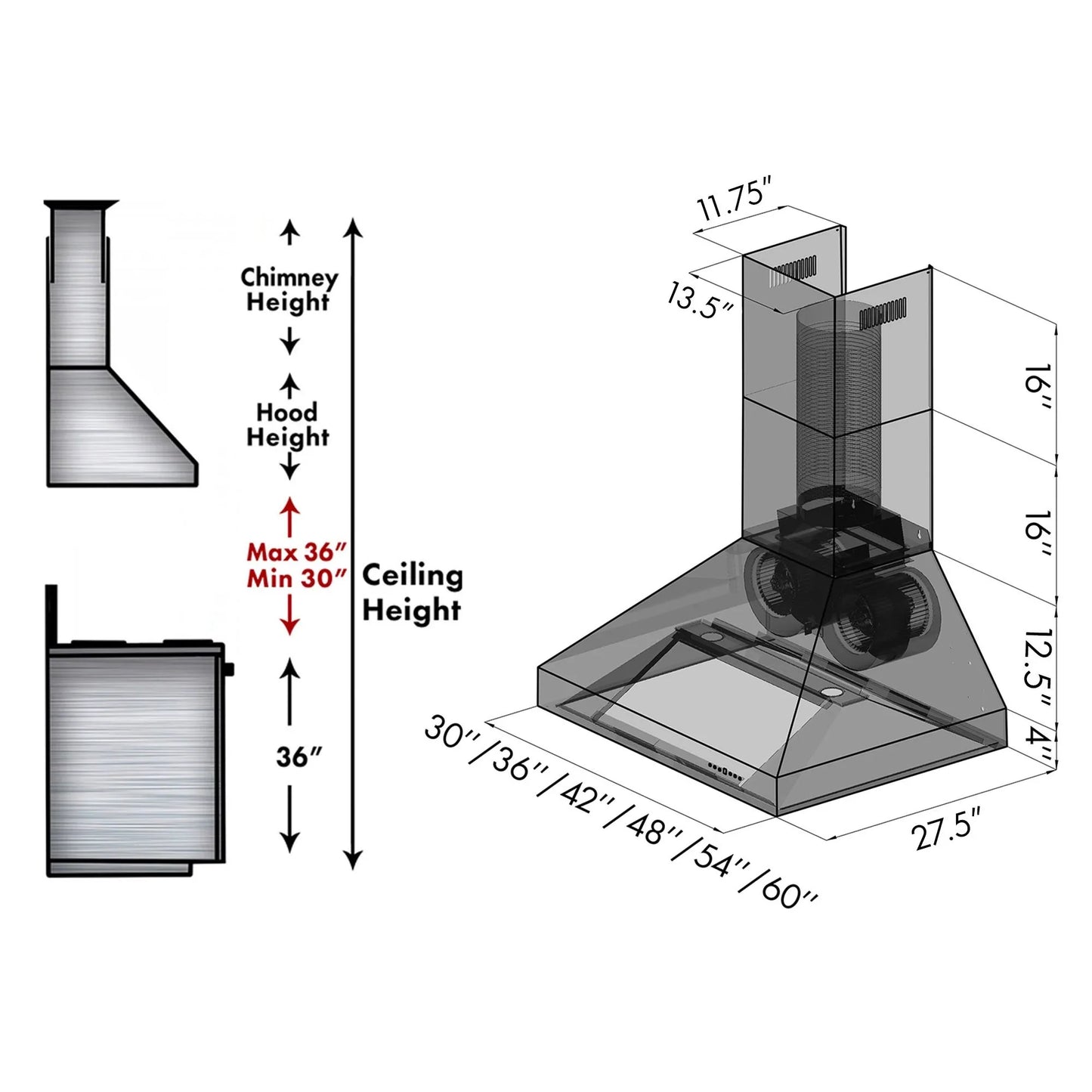 ZLINE 697-304 Wall Range Hood (Outdoor)