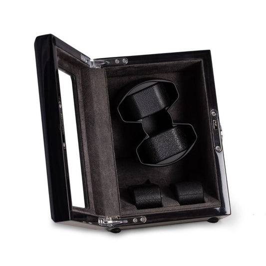 Bey-Berk 2-Watch Winder and 2-Watch Storage Case | Glass Top | Ash Wood | BB740GRY